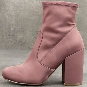 Steve Madden Blush Satin Mid-Calf Booties